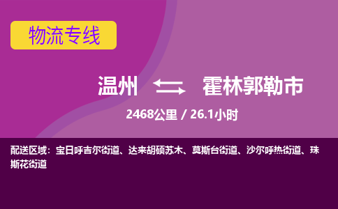 溫州到霍林郭勒市物流專線