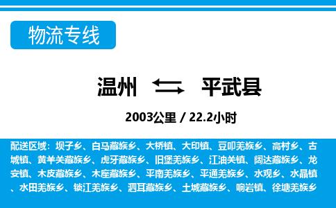 溫州到平武縣物流專線