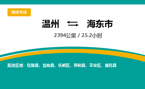 溫州到海東市平安區物流專線